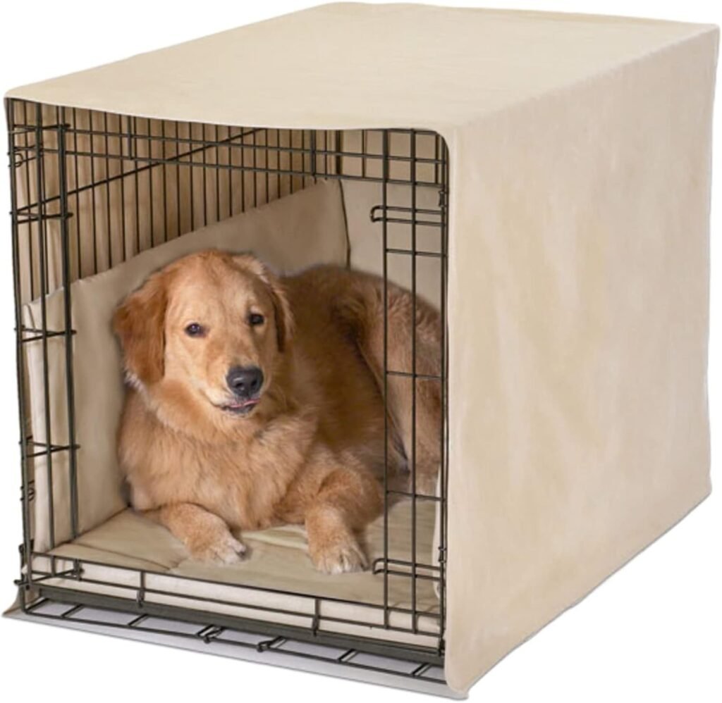 Pet Dreams 3 Piece Set- Eco Friendly Dog Bedding! Dog Crate Cover, Dog Crate Pad  Dog Crate Bumper for Single Door Dog Crate, Create an Aesthetic Dog Crate for Crate Training (Khaki, X Large 42Inch)
