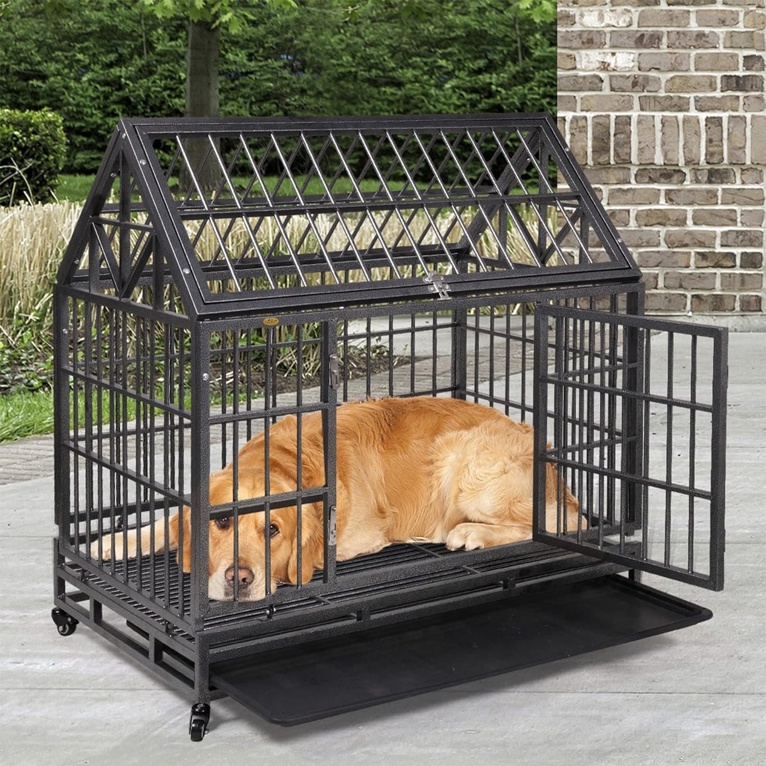 37 dog crates for medium dogs indestructible escape proof dog kennel indoor with wheels heavy duty dog cages metal high 1 4