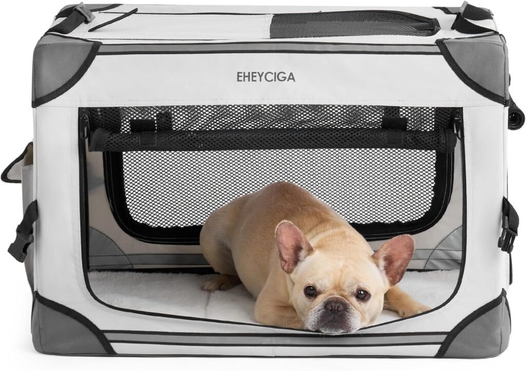 EHEYCIGA Collapsible Small Dog Crate, 26 Inch Soft Portable Small Dog Kennel for Travel, Indoor  Outdoor Foldable Dog Travel Crate with Mesh Windows