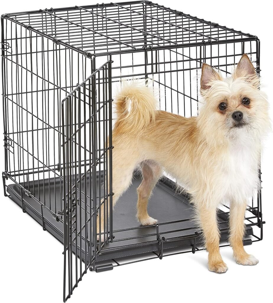 New World Newly Enhanced Single Door New World Dog Crate, Includes Leak-Proof Pan, Floor Protecting Feet,  New Patented Features, 24 Inch