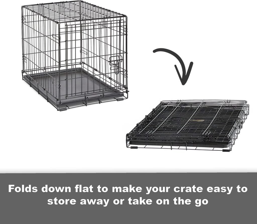 New World Newly Enhanced Single Door New World Dog Crate, Includes Leak-Proof Pan, Floor Protecting Feet,  New Patented Features, 24 Inch