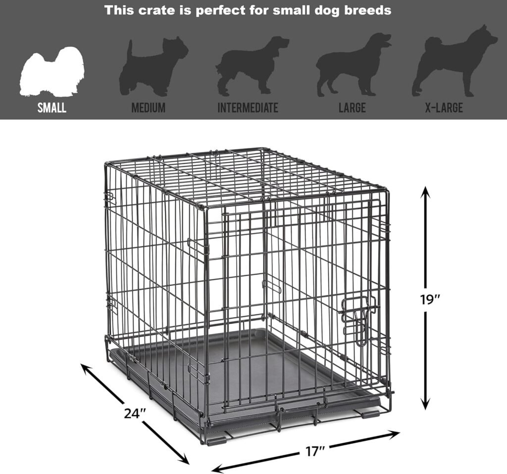 New World Newly Enhanced Single Door New World Dog Crate, Includes Leak-Proof Pan, Floor Protecting Feet,  New Patented Features, 24 Inch