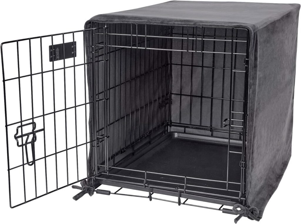 Pet Dreams - Large 36 Inch Graphite Grey Breathable Crate Cover  Non Toxic Dog Bed Set Luxe Velour, Machine Washable Eco Friendly Dog Crate Bedding for Single Door Wire Dog Crate