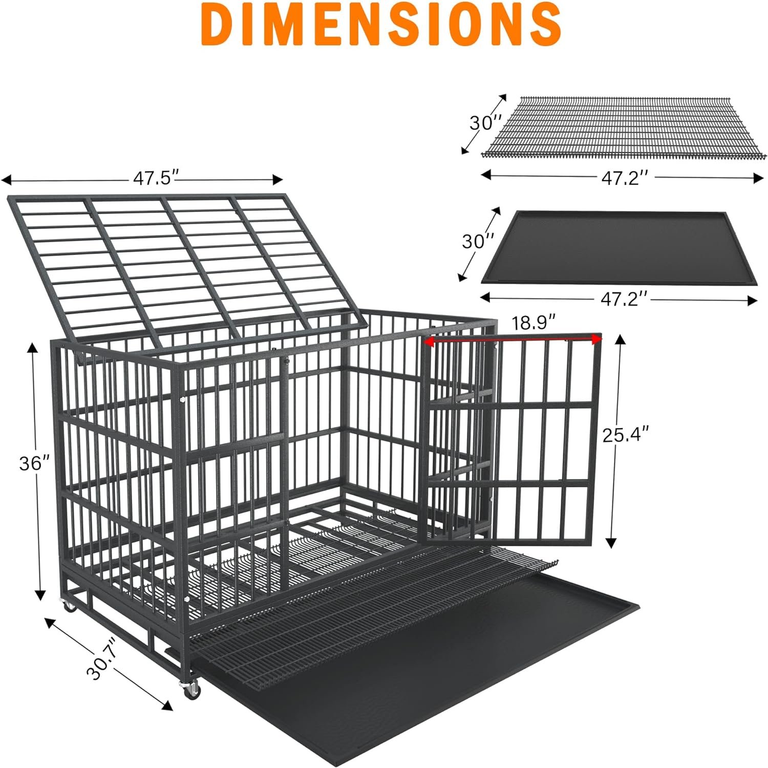 54484238 inch heavy duty indestructible and escape proof dog crate cage kennel for large dogs high anxiety dog crate wit 3