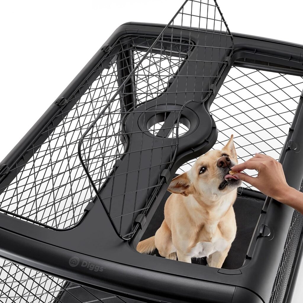 Diggs Revol Dog Crate, Charcoal, Collapsible, Portable, Easy To Clean, Durable, Secure, Puppy Divider