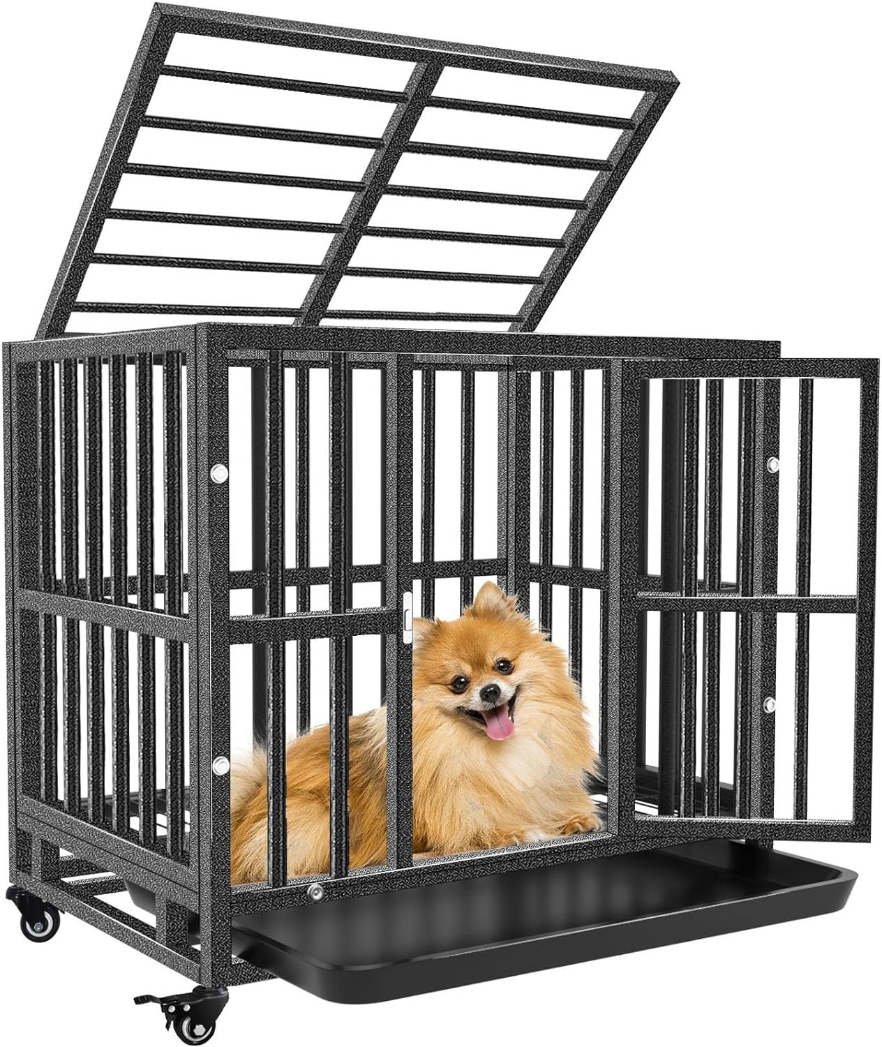 heavy duty dog crate for small dogs indestructible pet cage indooroutdoor strong metal kennel with lockable wheels doubl