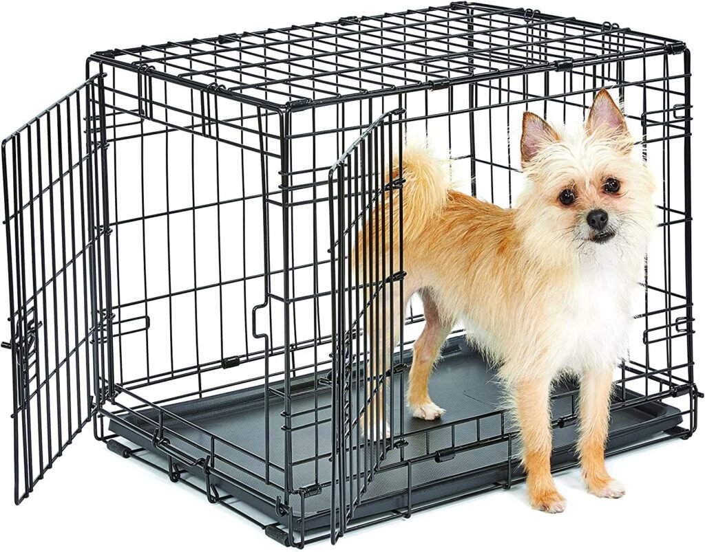 New World Newly Enhanced Double Door New World Dog Crate, Includes Leak-Proof Pan, Floor Protecting Feet,  New Patented Features, 24 Inch