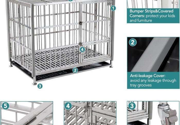 Heavy Duty Indestructible Dog Crate Kennel 42 Inch Collapsible Review