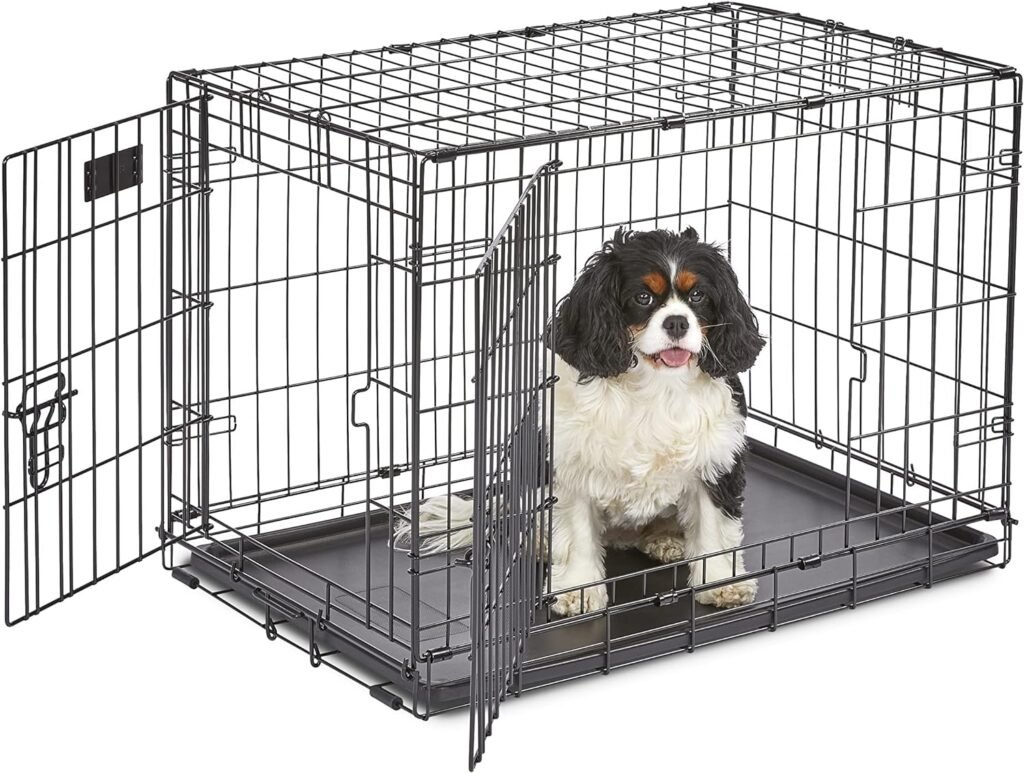 MidWest Homes for Pets Newly Enhanced Double Door iCrate Dog Crate, Includes Leak-Proof Pan, Floor Protecting Feet, Divider Panel  New Patented Features