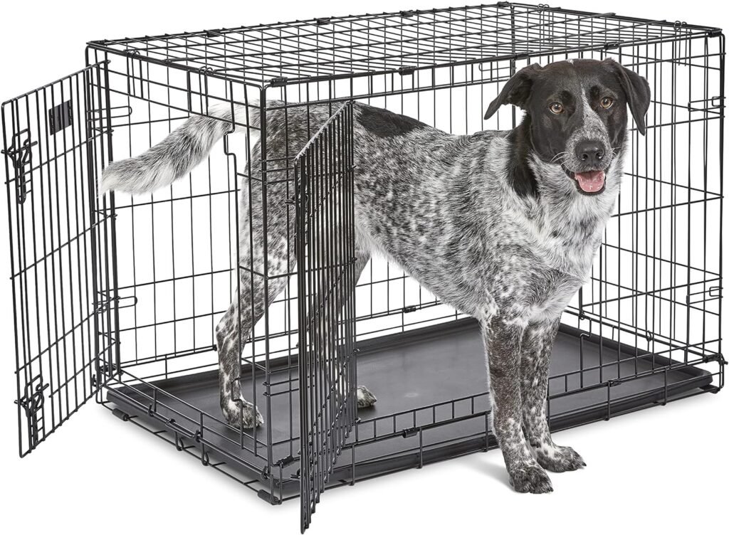 MidWest Homes for Pets Newly Enhanced Double Door iCrate Dog Crate, Includes Leak-Proof Pan, Floor Protecting Feet, Divider Panel  New Patented Features