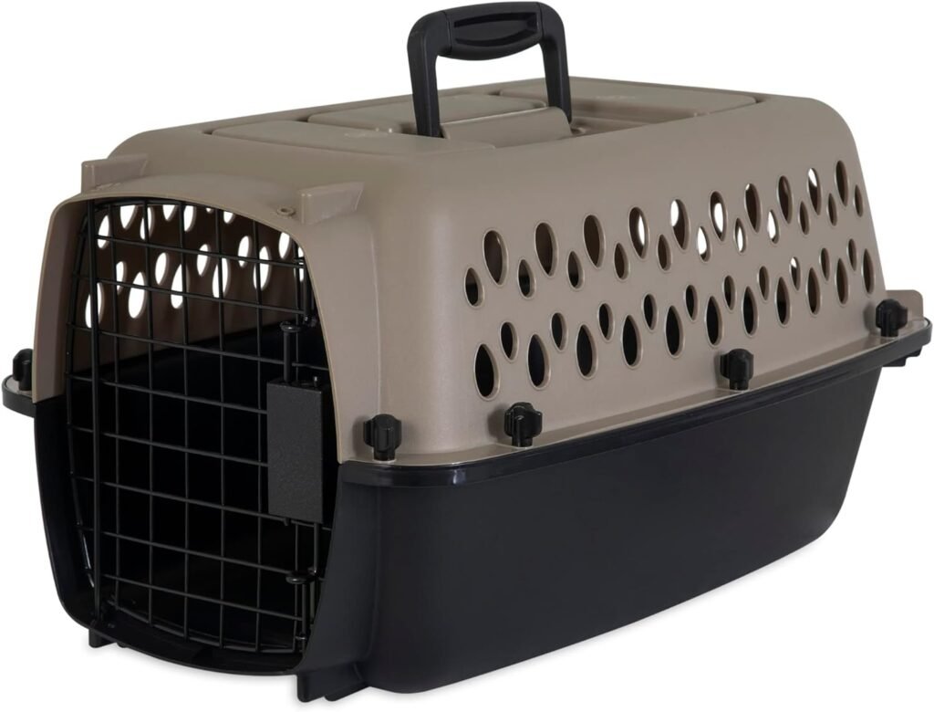 Petmate Vari Dog Kennel 19, Taupe  Black, Portable Dog Crate for Pets up to 10lbs, Made in USA