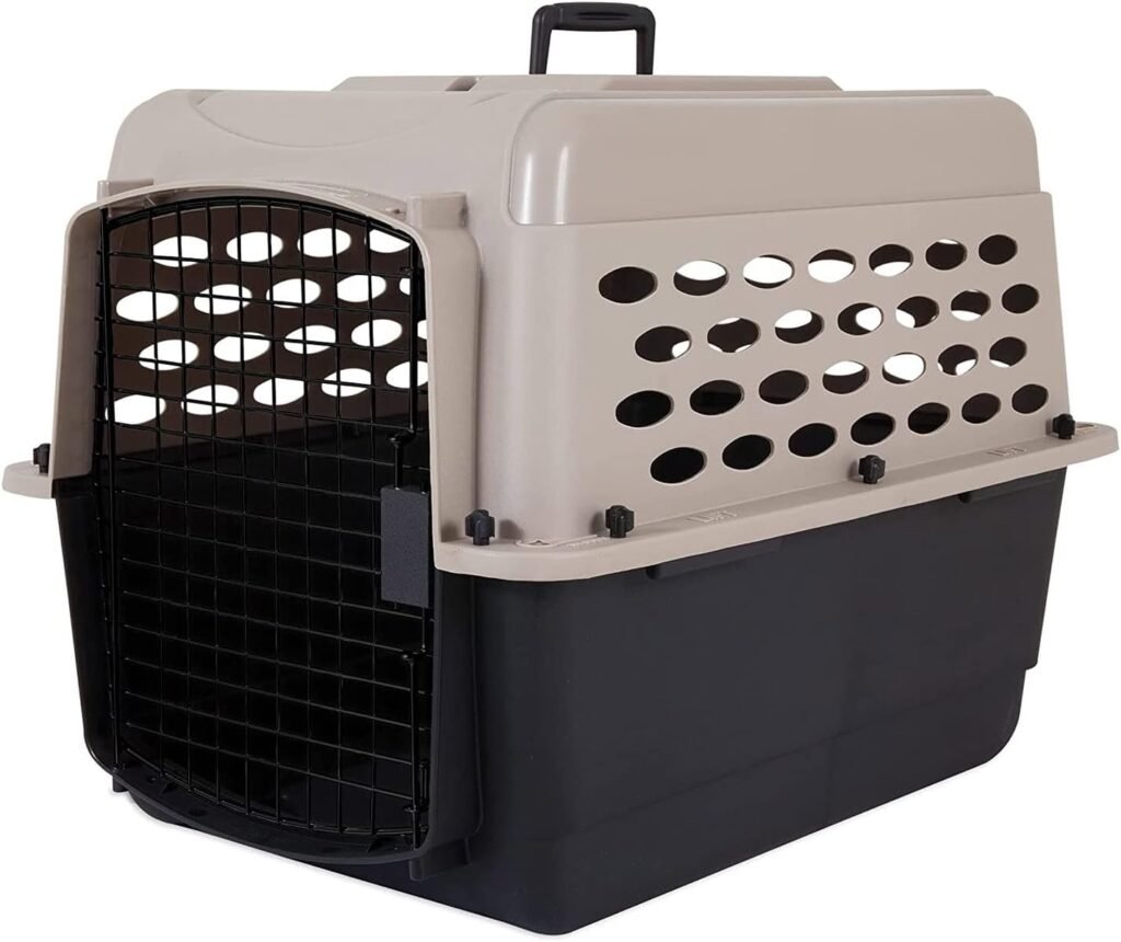 Petmate Vari Dog Kennel 28, Taupe  Black, Portable Dog Crate for Pets 20-30lbs, Made in USA