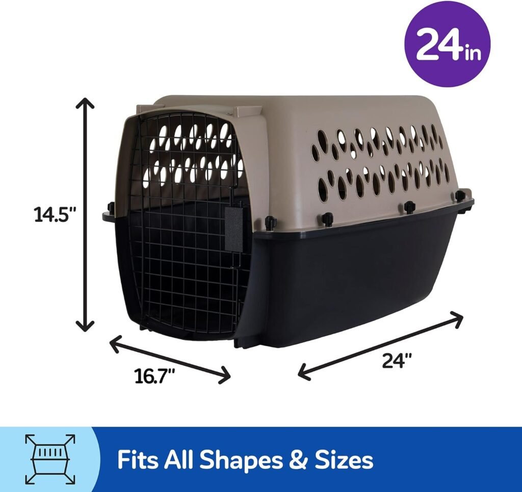Petmate Vari Dog Kennel 28, Taupe  Black, Portable Dog Crate for Pets 20-30lbs, Made in USA
