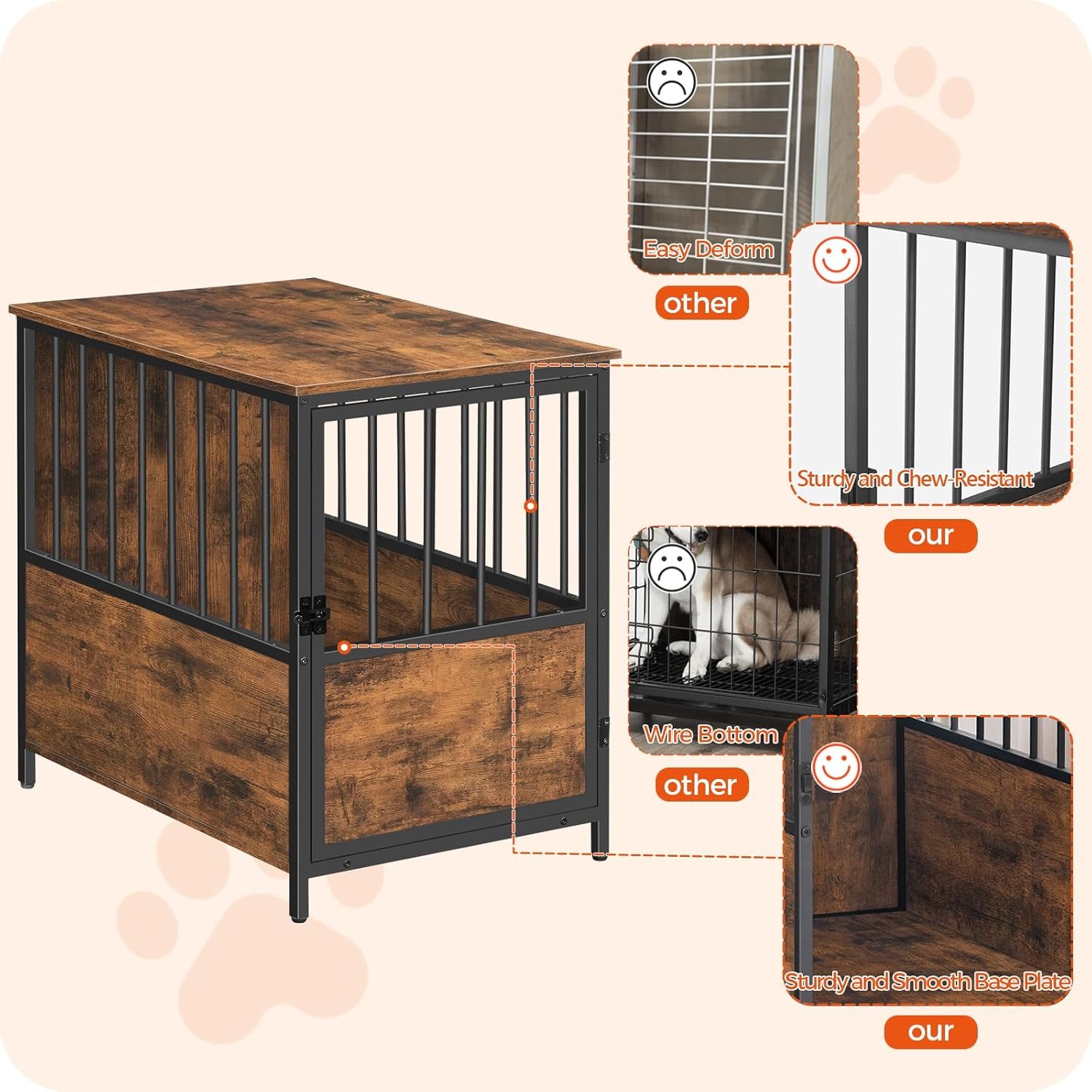 dog crate furniture wooden dog kennel for small medium dogs heavy duty dog cage with lockable door decorative indoor dog 2