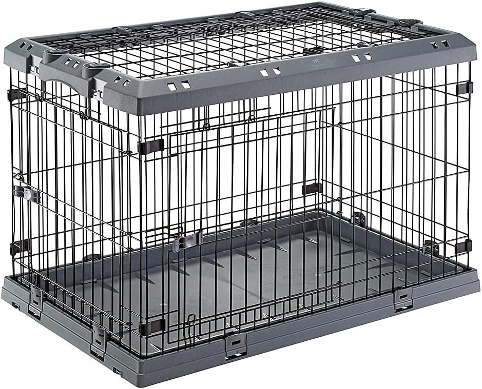 Ferplast Superior Hybrid ECO Dog Crate and Playpen, Environmentally Friendly Dog Crate Made with Recycled Plastic, 36-Inch, Gray